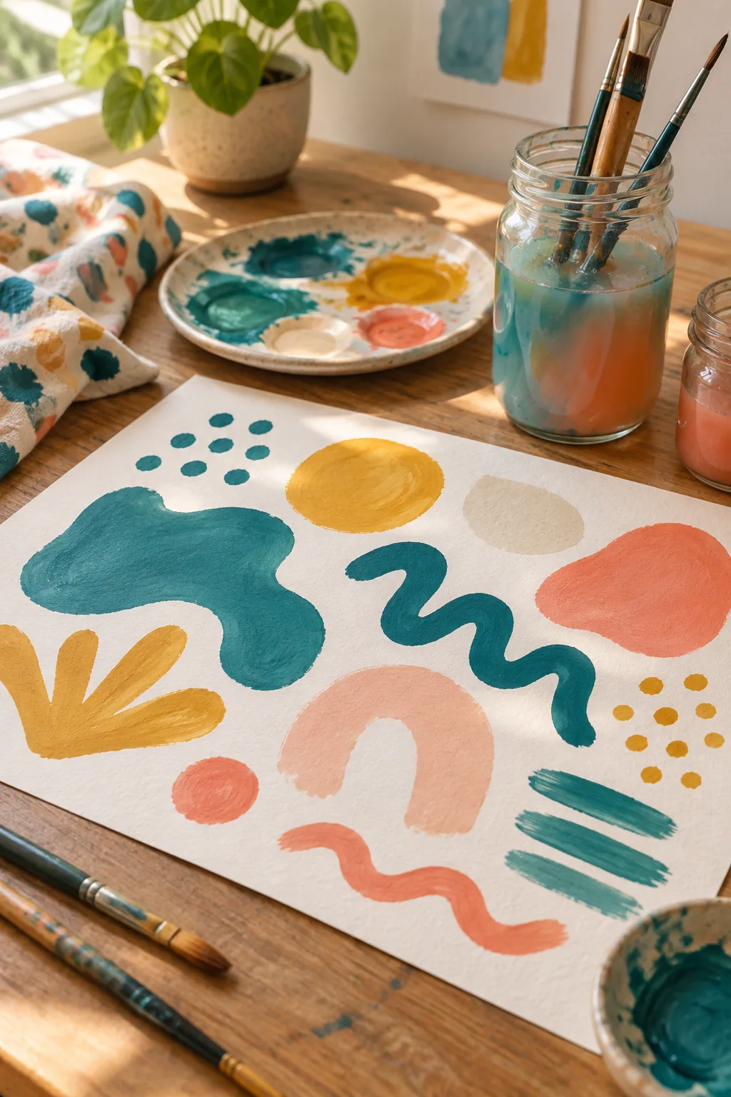 Illustration of playful hand-drawn doodles and coloured pencils around a blank card